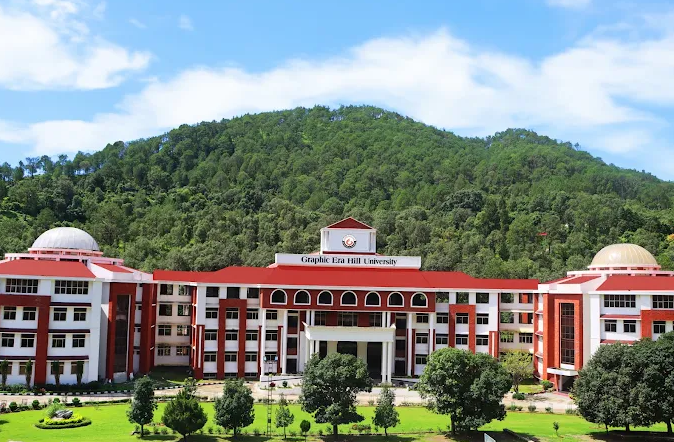 Graphic Era Hill University (GEHU) Bhimtal scenic Himalayan foothills campus main building