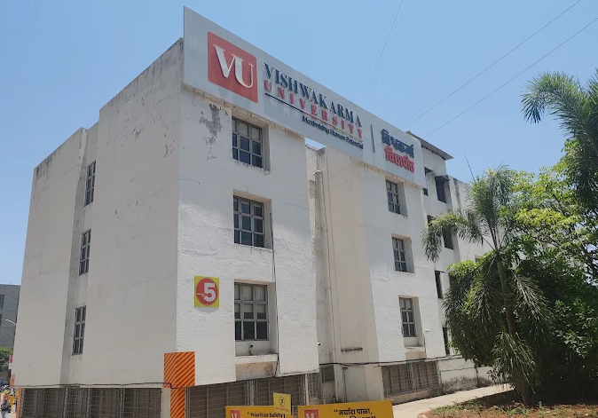 Vishwakarma University (VU) Pune modern campus building at Kondhwa Budruk, Maharashtra